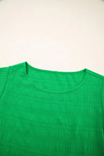 Textured Ruffled Sleeve Round Neck Top