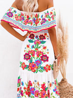 Floral Off Shoulder Ruffle Maxi Dress - Ladyez