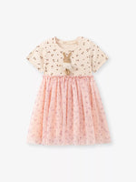 Children's Floral Bunny Applique Tulle Dress