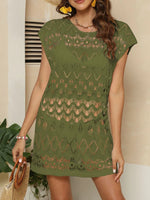 Openwork Round Neck Cover-Up - Ladyez