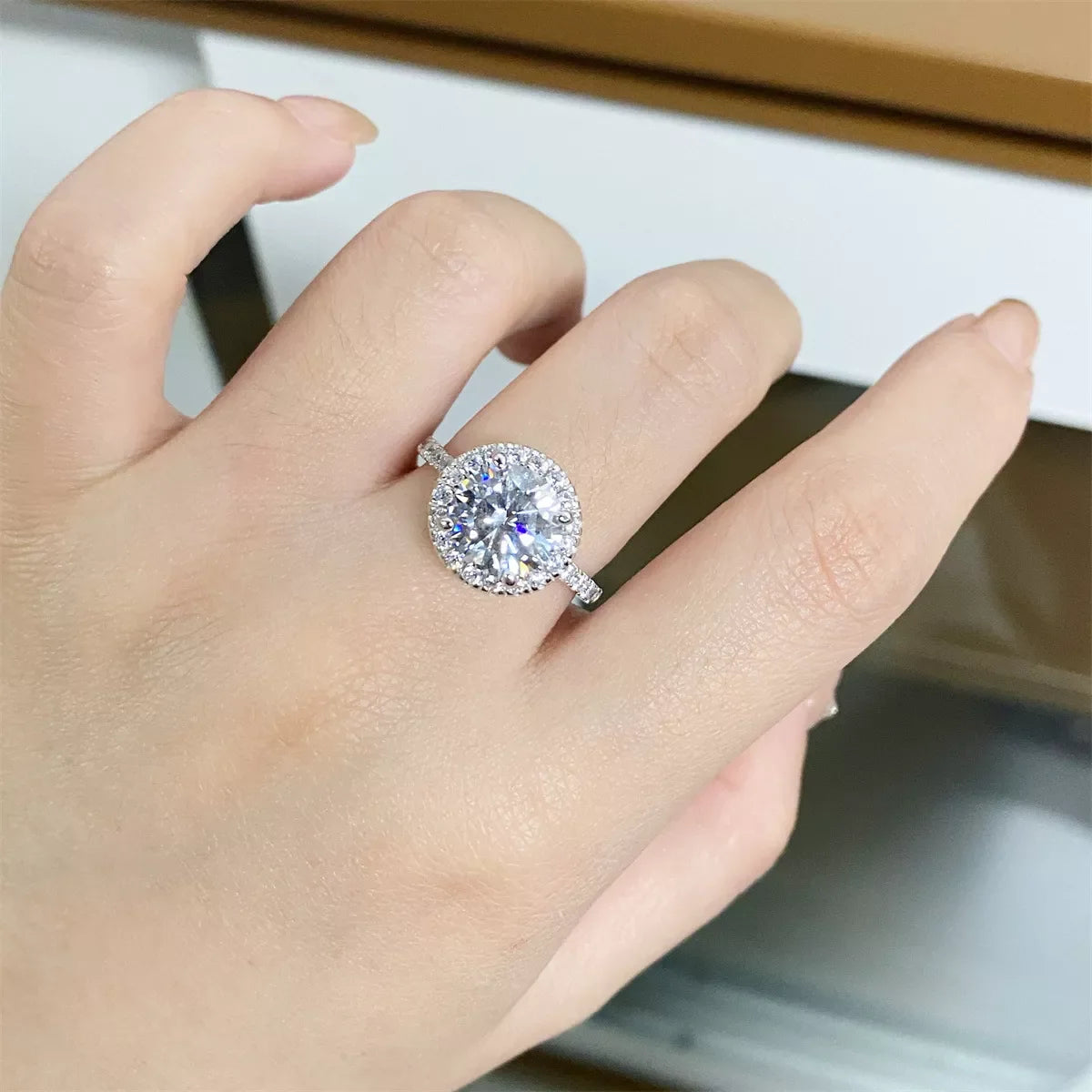 5 Carat Moissanite 925 Sterling Silver Round Ring