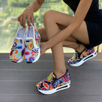 Printed Platform Round Toe Sneakers