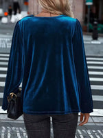 Full Size Velvet Cowl Neck Blouse Plus Size