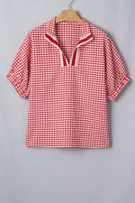 Gingham Half Sleeve Blouse