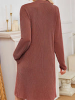 Casual Ribbed Knit Long Sleeve Dress