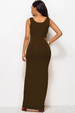 Scoop Neck Wide Strap Maxi Dress - Ladyez