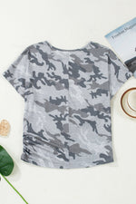Camouflage Retro American Flag Printed Tee