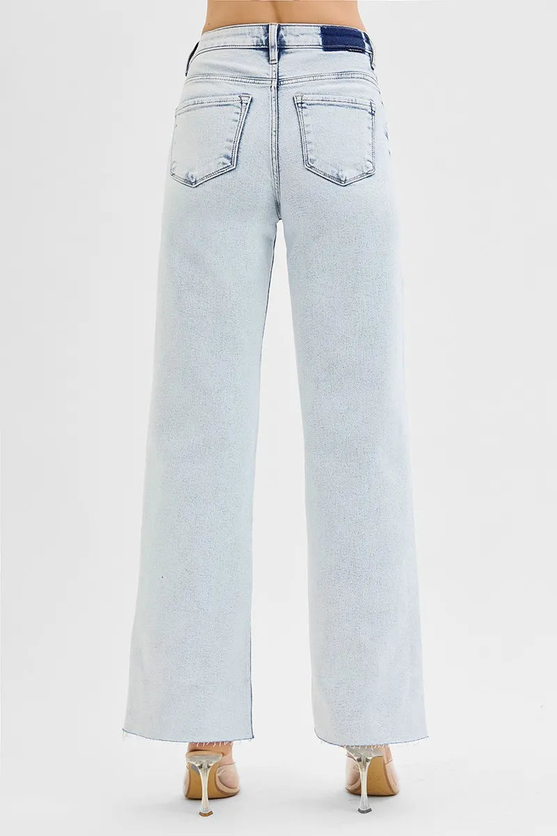RISEN Full Size High Rise Wide Leg Jeans Plus Size - Ladyez