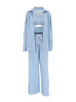 Striped Cami & Shirt and Pants Lounge Set