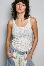 POL All Over Floral Ribbed Tank