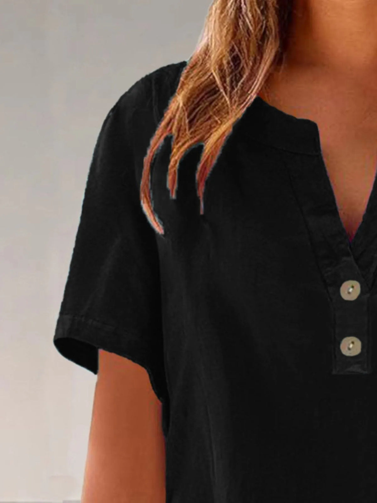 Full Size Notched Short Sleeve Blouse Plus Size