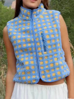 Plaid Zip Up Vest Coat