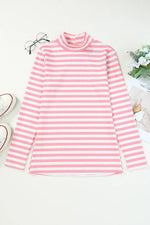 Striped Mock Neck Long Sleeve Top
