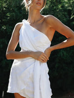 Ruched One-Shoulder Mini Dress - Ladyez