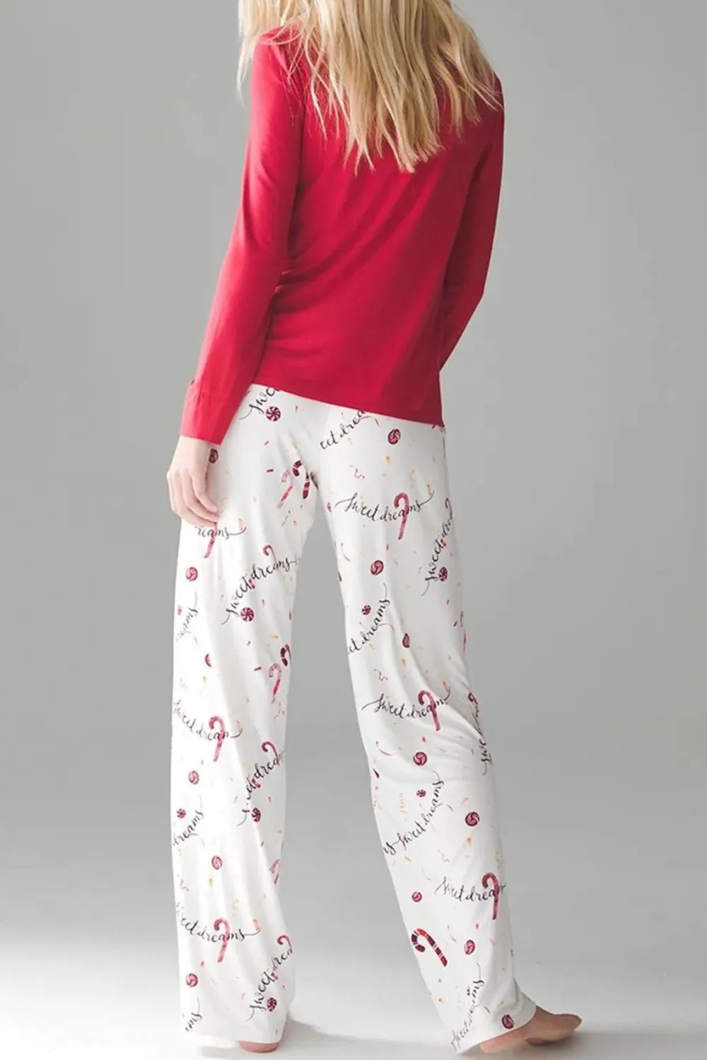 Round Neck Long Sleeve Top and Printed Pants Lounge Set - Ladyez