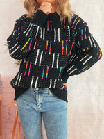 Colorful Round Neck Long Sleeve Sweater