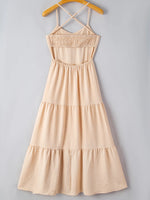 Crossover Backless Bodice Tiered Maxi Dress - Ladyez