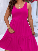 Plus Size Tiered Scoop Neck Tank Dress - Ladyez