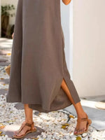 Full Size Side Slit Sleeveless Midi Dress Plus Size