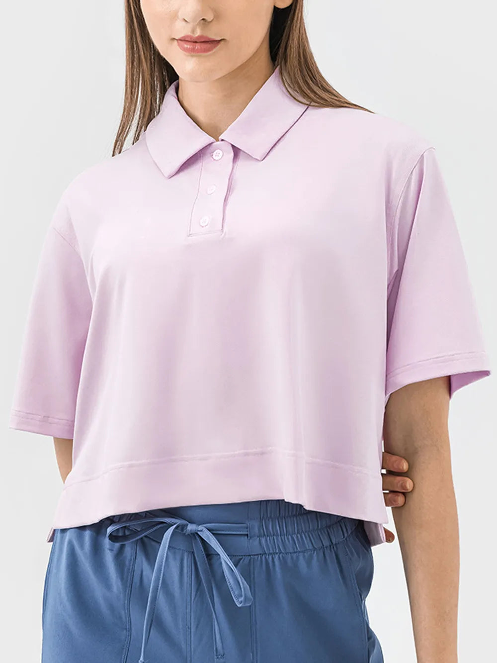 Millennia Half Button Short Sleeve Active T-Shirt - Ladyez