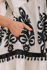 Printed V-Neck Short Sleeve Dress