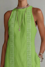 Sleeveless Side Slit Dress with Pockets