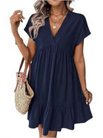 Short Sleeve Ruffle Hem Mini Dress
