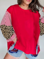 Striped Patchwork Sleeve Colorblock Sweatshirt