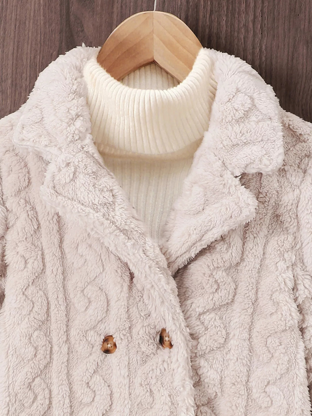 Children's Cozy Textured Double-Breasted Outerwear