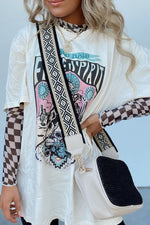 Checkered Mock Neck Long Sleeve Blouse - Ladyez