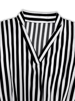 Striped Notched Long Sleeve Midi Dress