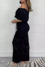 Crochet Off-Shoulder Maxi Dress