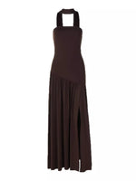 Slit Asymmetrical Two-Tone Tube Maxi Dress