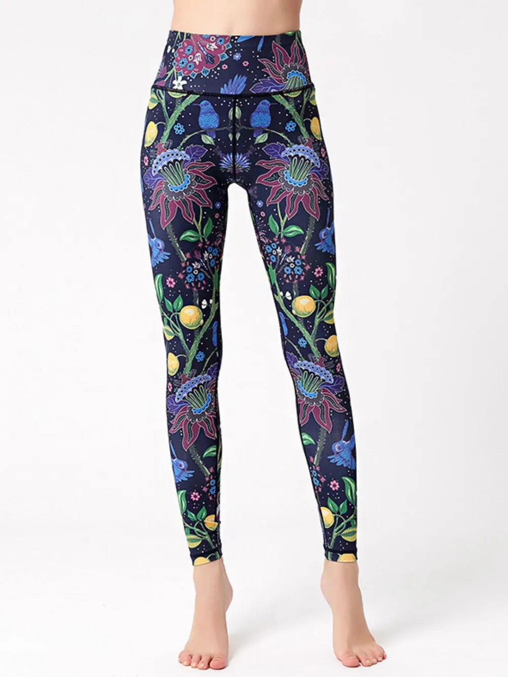 Printed High Waist Active Leggings - Ladyez