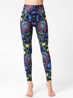 Printed High Waist Active Leggings - Ladyez