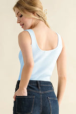 And The Why Ribbed Square Neck Bodysuit - Ladyez
