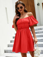 Off-Shoulder Puff Sleeve Mini Dress