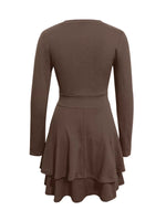 V-Neck Layered Ruffle Mini Dress