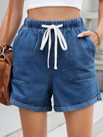 Drawstring Wash Denim Shorts