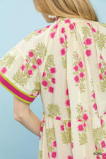 Umgee Floral Border Tiered Midi Dress