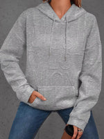 Full Size Textured Embossed Long Sleeve Hoodie Plus Size
