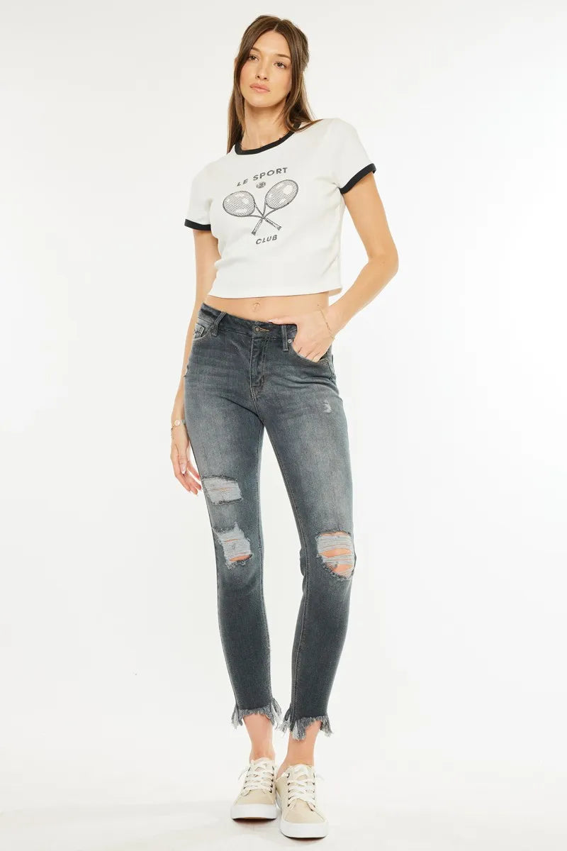 Kancan High Rise Distressed Ankle Skinny Jeans - Ladyez