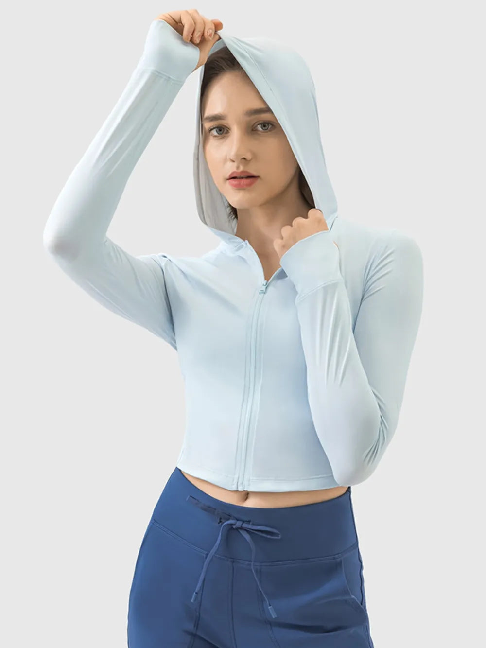 Millennia Zip Up Hooded Long Sleeve Active Outerwear - Ladyez