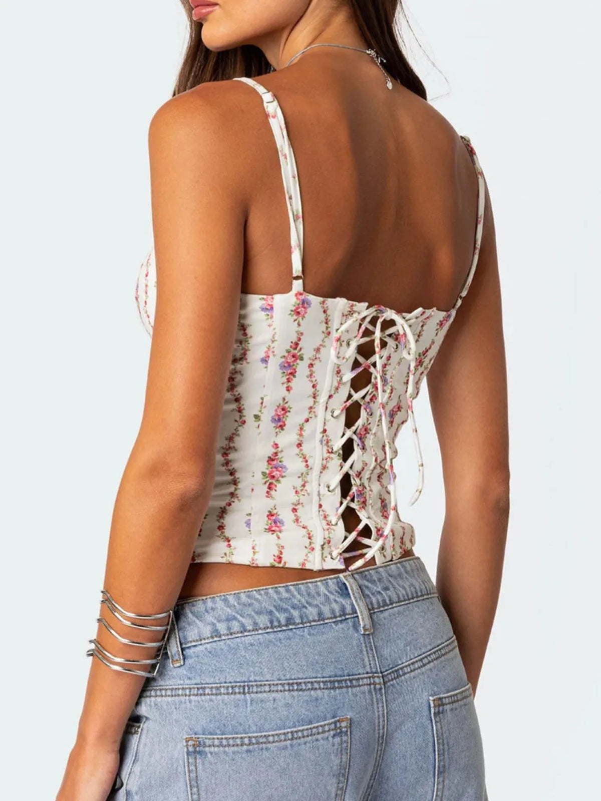 Floral Print Sweetheart Neck Cami - Ladyez