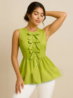 Tie Front Sleeveless Blouse