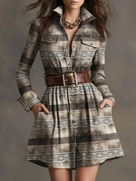 Button Front Long Sleeve Shirt Dress