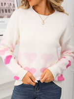 Valentine's Day Heart Pattern Crew Neck Sweater