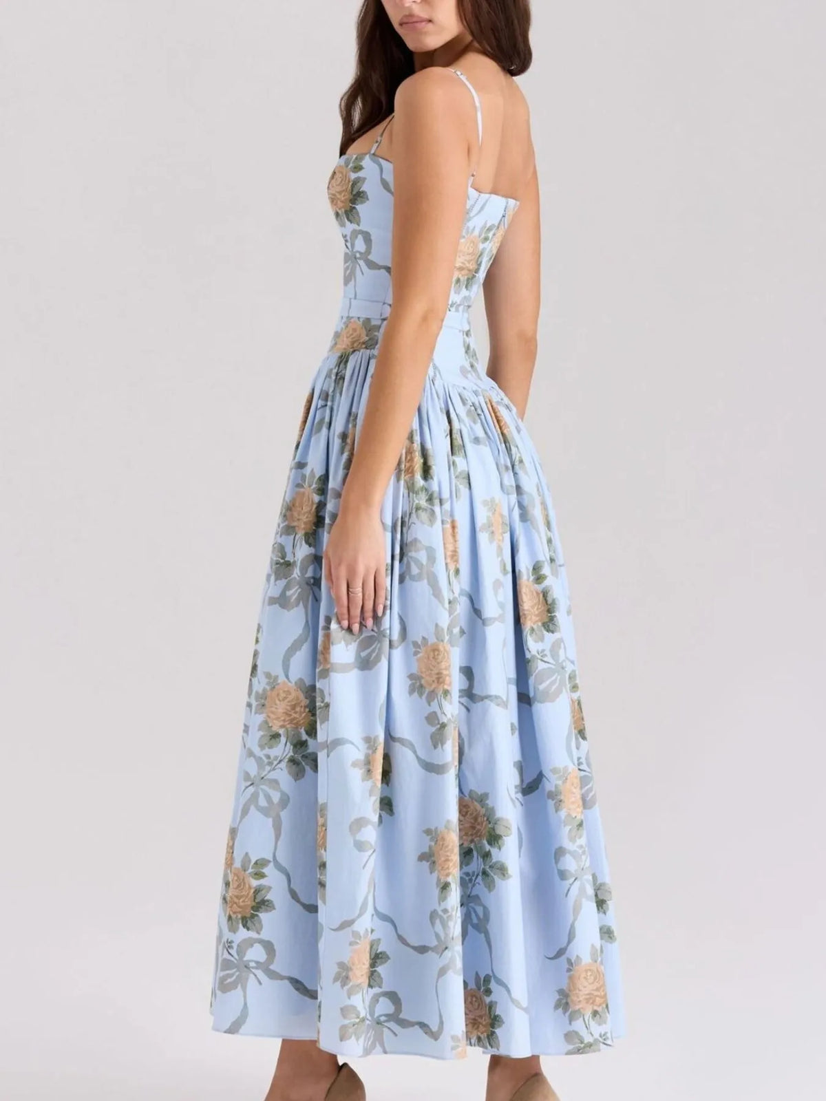 Floral Print Square Neck Cami Maxi Dress - Ladyez