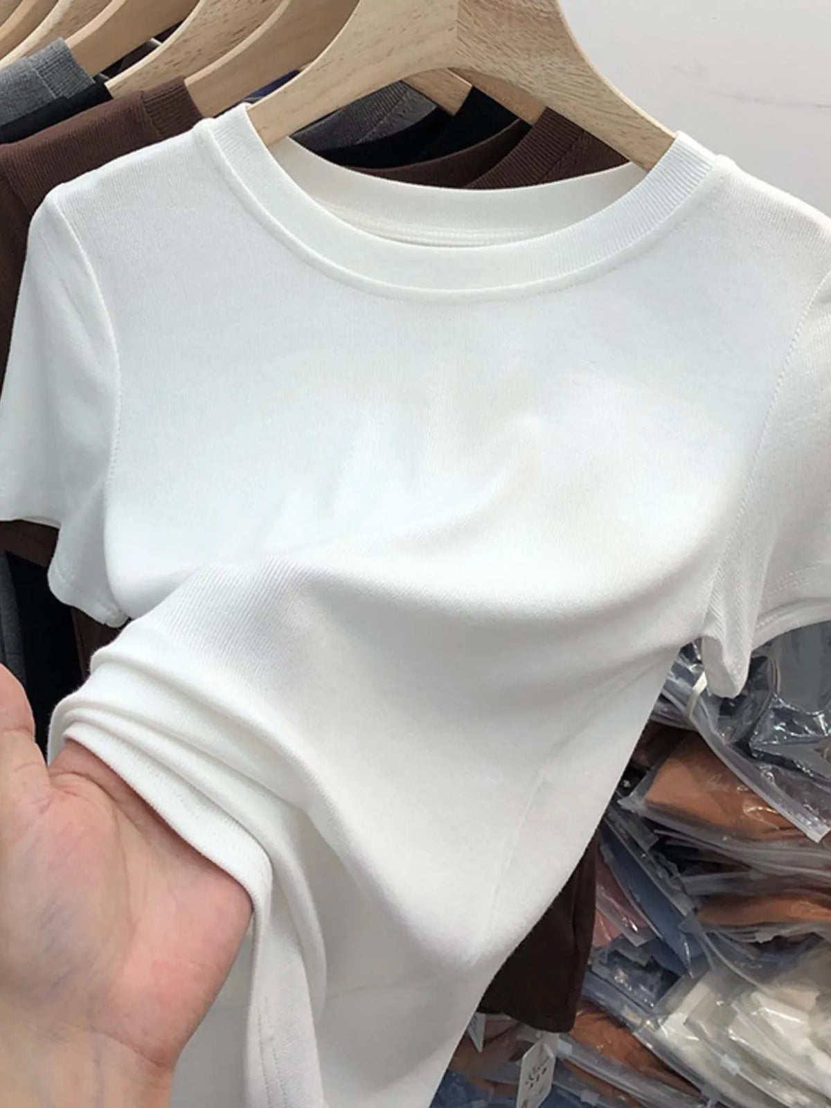 Crew Neck Short Sleeve T-Shirt - Ladyez