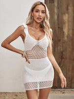 Ruffled Openwork Sleeveless Cover-Up Dress - Ladyez